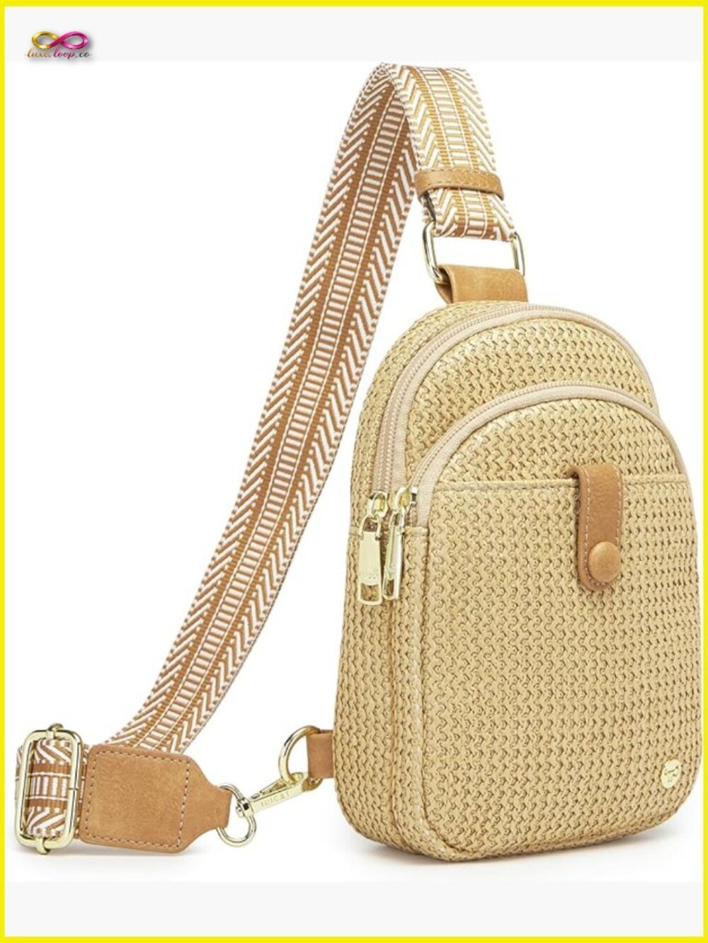 Faux Straw Woven Crossbody Bag RFID Blocking Sling Purse Summer Travel